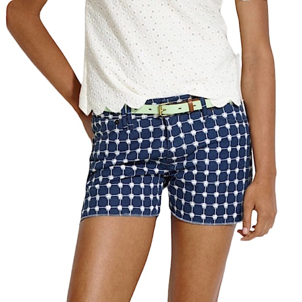 NWOT MADEWELL cut off raw hem shorts in Graphic Grid blue white 25 new